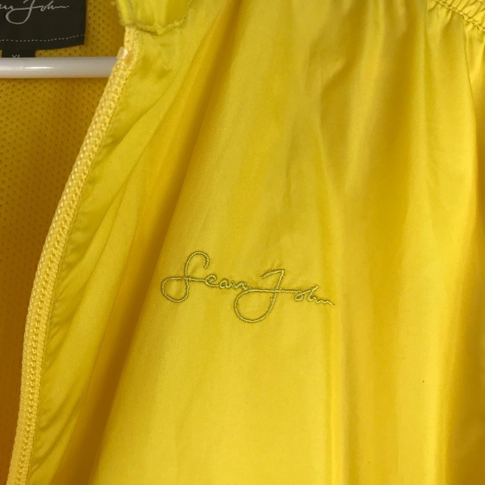 Sean John Lemon Yellow Nylon Zip Up Crop Jacket - Picture 11 of 16
